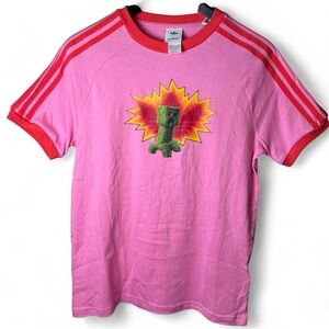 Adidas Kids Pink T-Shirt with Creeper Graphic